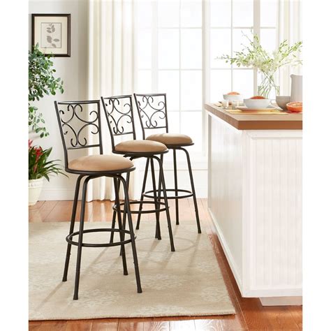 The Mainstays Adjustable-Height Swivel Barstool will give your home a modern look while offering extra seating for your visitors. . Mainstays barstool